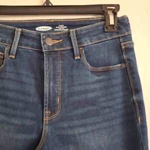 Old Navy Dark Blue Denim Jeans Power Slim Straight High Rise